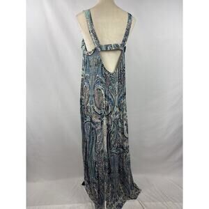 ba&sh Baraka Maxi Dress Blue Paisley Print 3 Large Cut Out Back Sleeveless